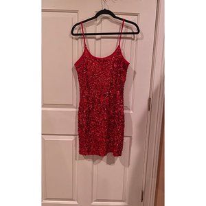 Red Sequin Bodycon Mini Club Dress